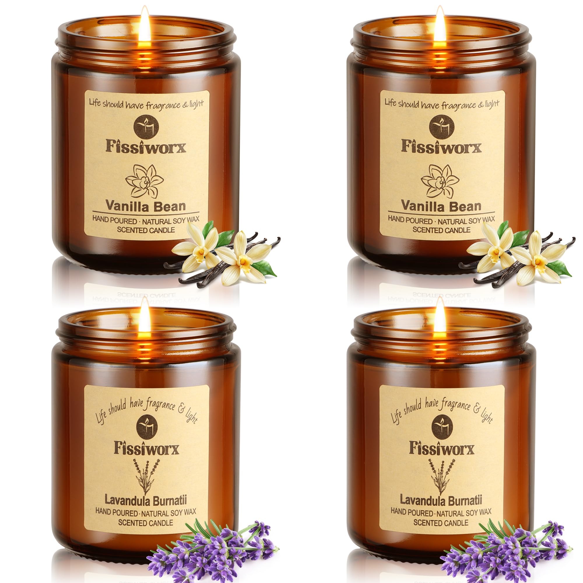 Juego de 4 velas perfumadas, velas aromáticas para el hogar, eliminación de olores, alivio del estrés, 30 onzas, juego de regalo de cera de soja de larga duración para mujeres