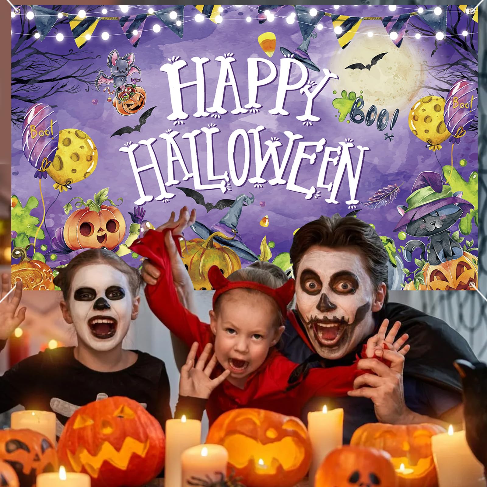 Joyeux Halloween. Bannière Avec Des Citrouilles, Des Toiles D'araignées