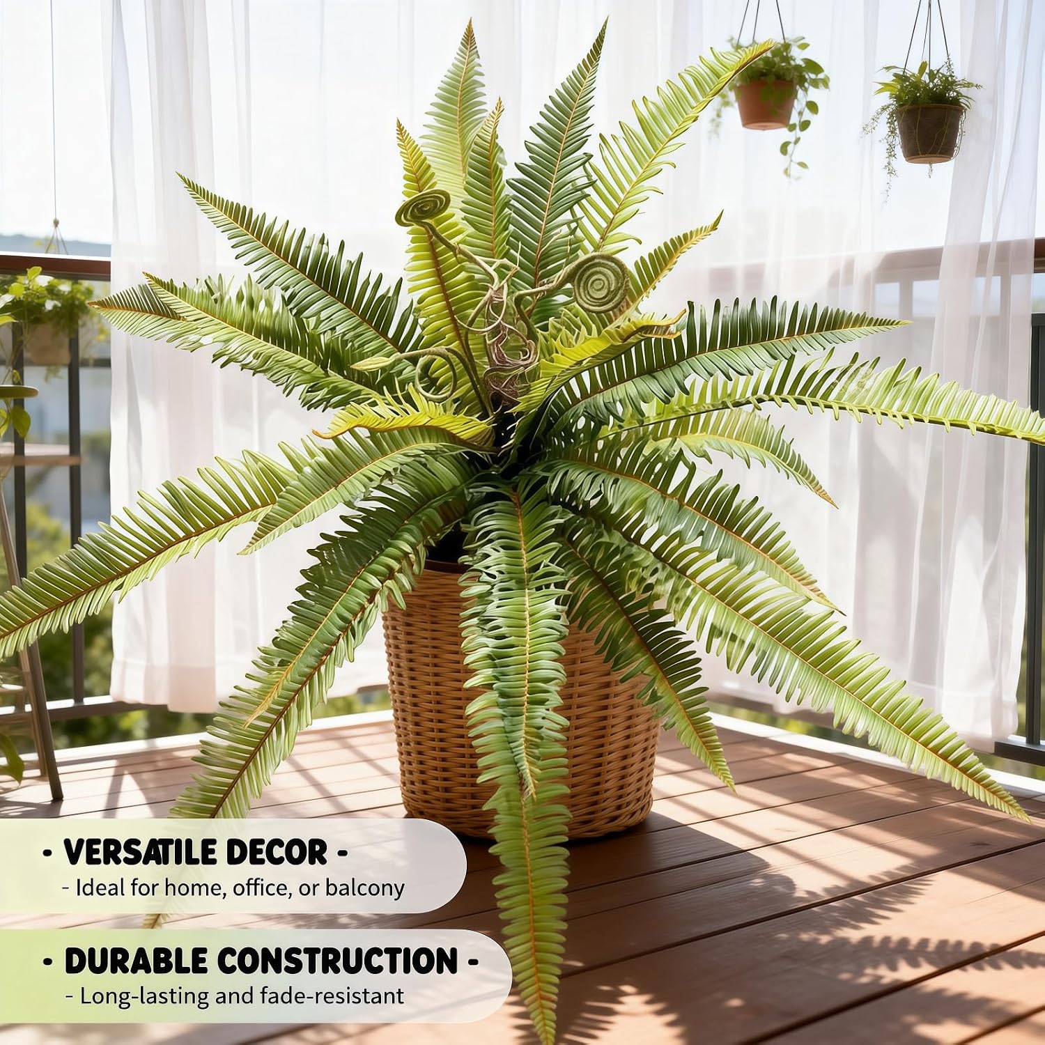Artificial Ferns, 30-inch Large-Scale high-end Simulated Fern Greenery, UV Resistant, Suitable for Indoor and Outdoor Home Decoration, Gardens, patios, terraces, and Office décor (Persian Fern)
