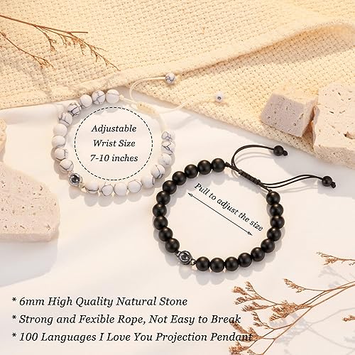 Miniatura 4 de LAVEIR Regalos para parejas en 100 idiomas con texto en inglés I Love You a juego para regalo de novio novia Sin gemas