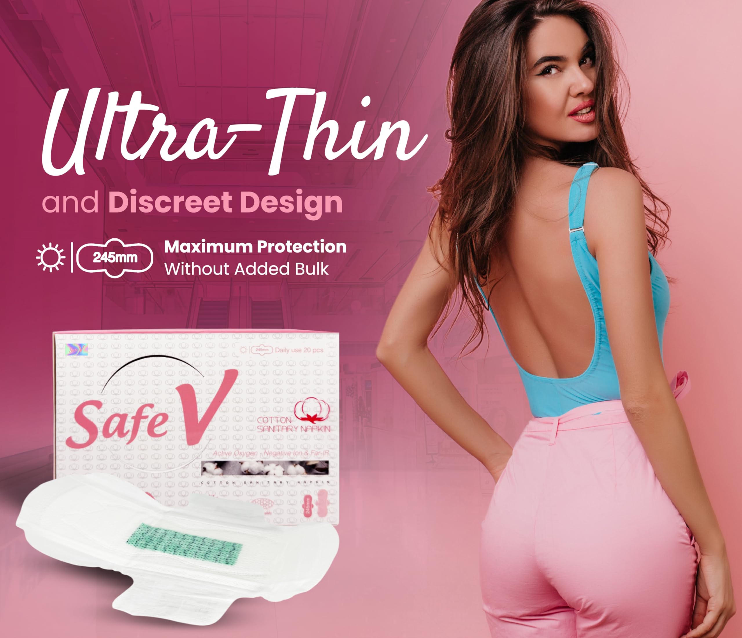 Servilletas sanitarias, algodón natural de uso diario con oxígeno activo, iones negativos e IR lejano, ultra finas, de alta absorción, cómodas almohadillas menstruales, a prueba de fugas, sin