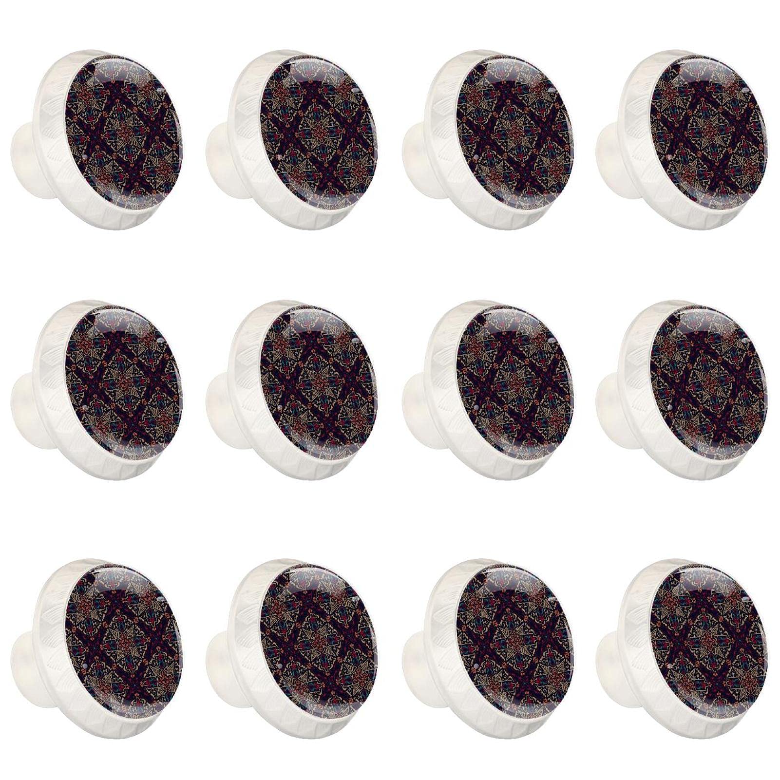 Boutons d'armoires de cuisine ronds Mandala violet poignée de tiroir 12 pcs