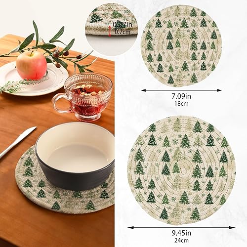 Miniatura 246 de Trivets for Hot Dishes Pots and Pans 2 PC Pot Holders Heat Resistant Cotton Round Potholders for Kitchen Countertop Decorative Autumn Maple Leaves