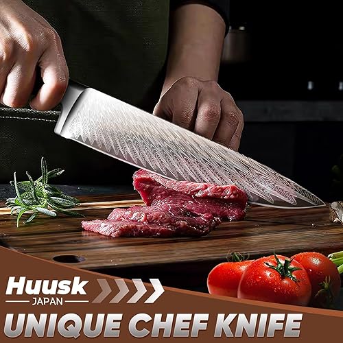 Vista 2 de Huusk Cuchillo de chef de 8 pulgadas, cuchillo de cocina profesional con mango ergonómico, cuchillo de acero inoxidable de alta calidad, perfecto