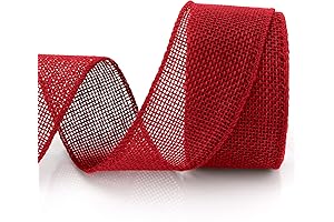 Rustic Embroidered Red Burlap Ribbon for Festive Occasions