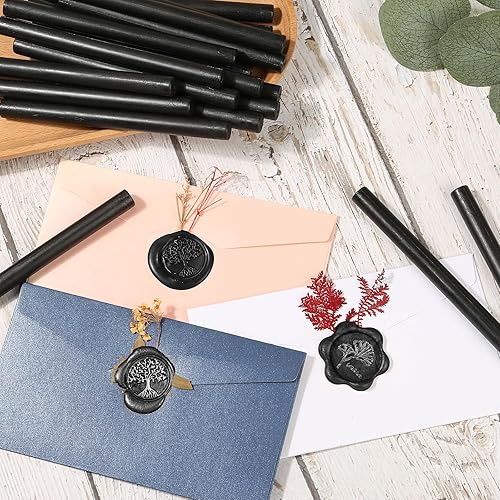 Vista 28 de Paxcoo 20 varillas de cera de sellado, palos de sellado de cera, pistola de pegamento para invitaciones de boda, cartas, sobres, tarjetas y Blanco