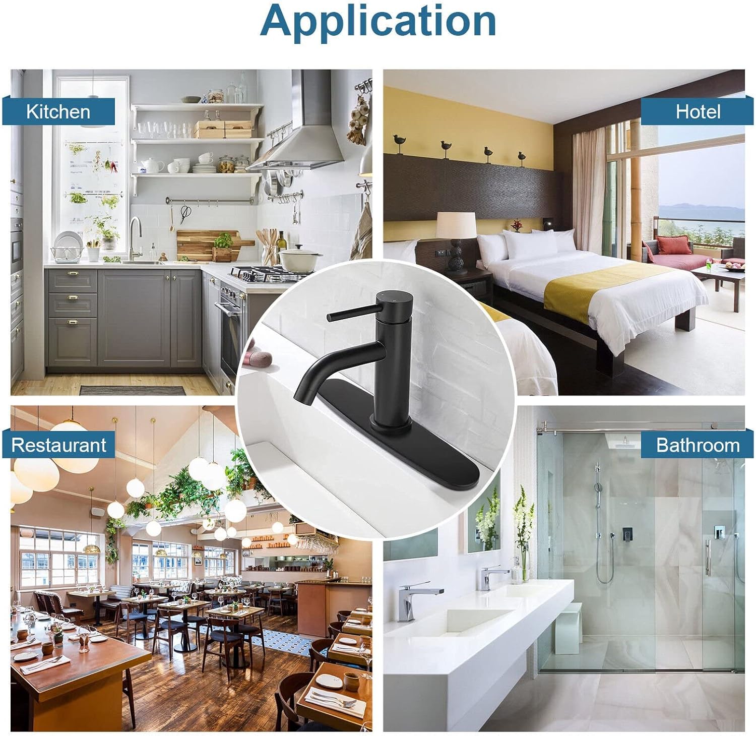 Matte Black 10 Inch Sink Faucet Hole Cover Deck Plate 1 or 3 Faucet Escutcheon for Bathroom or Kitchen Vanity Sink Faucet Stainless Steel thumbnail