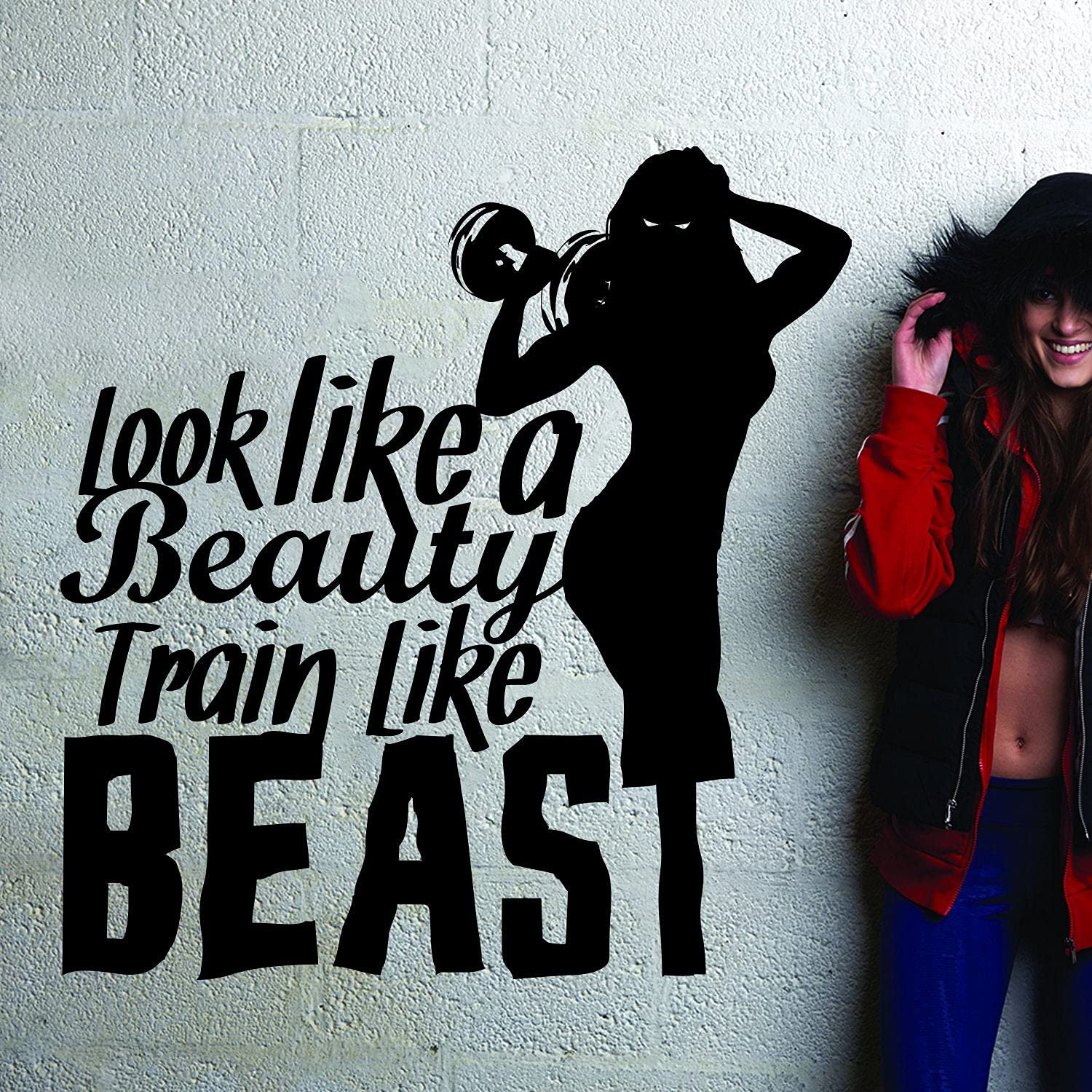 Calcomanía de vinilo para decoración de pared de gimnasio de fitness – Pegatinas inspiradoras para deportes motivacionales citas para sala de ejercicio bestia modo calcomanías