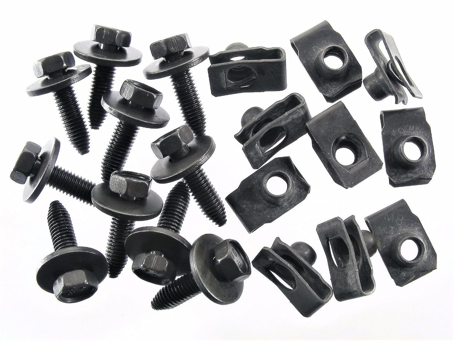Retro-Motive Body Bolts & U-Nuts- M8-1.25mm Thread- 13mm Hex- for Chevy- Qty.10 ea.-(1899/1927) #1887