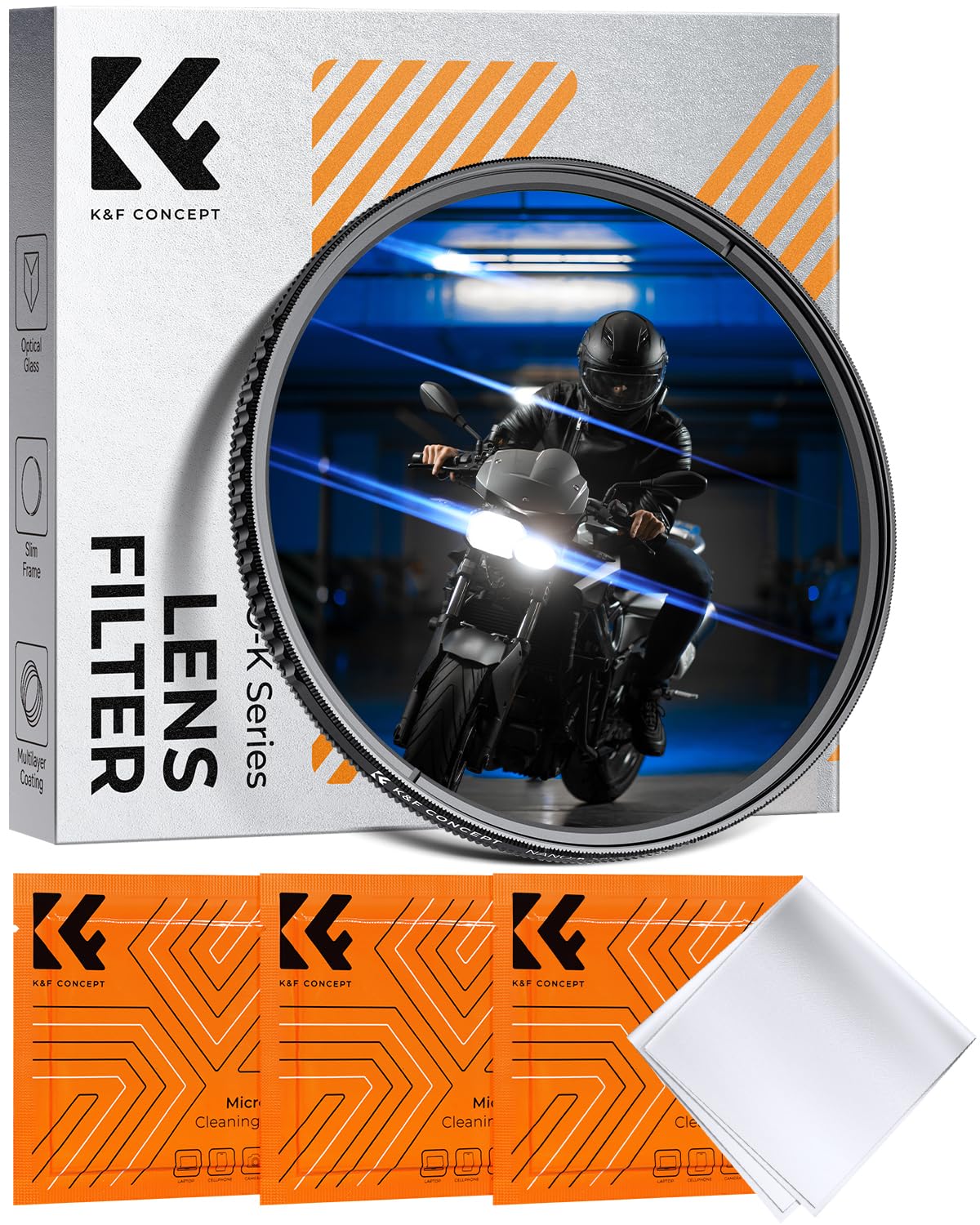 K&F CONCEPT 77mm Blue Streak Lens Filter Rotating Circular Anamorphic Lens-Optical Glass Style Blue Streak Special Effect Filter 2mm Spaced Streaks for Camera Lens (K-Series)