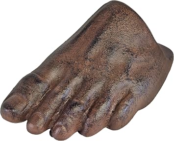 Lulu Decor, Heavy Cast Iron Foot Door Stopper with Realistic Brown Finish, Funny Doorstop with Anti-Slip Rubber and No Scratches 5.8 lb