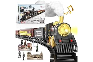 UNIH Kids Christmas Train Set with Lights, Sounds, and Smoke