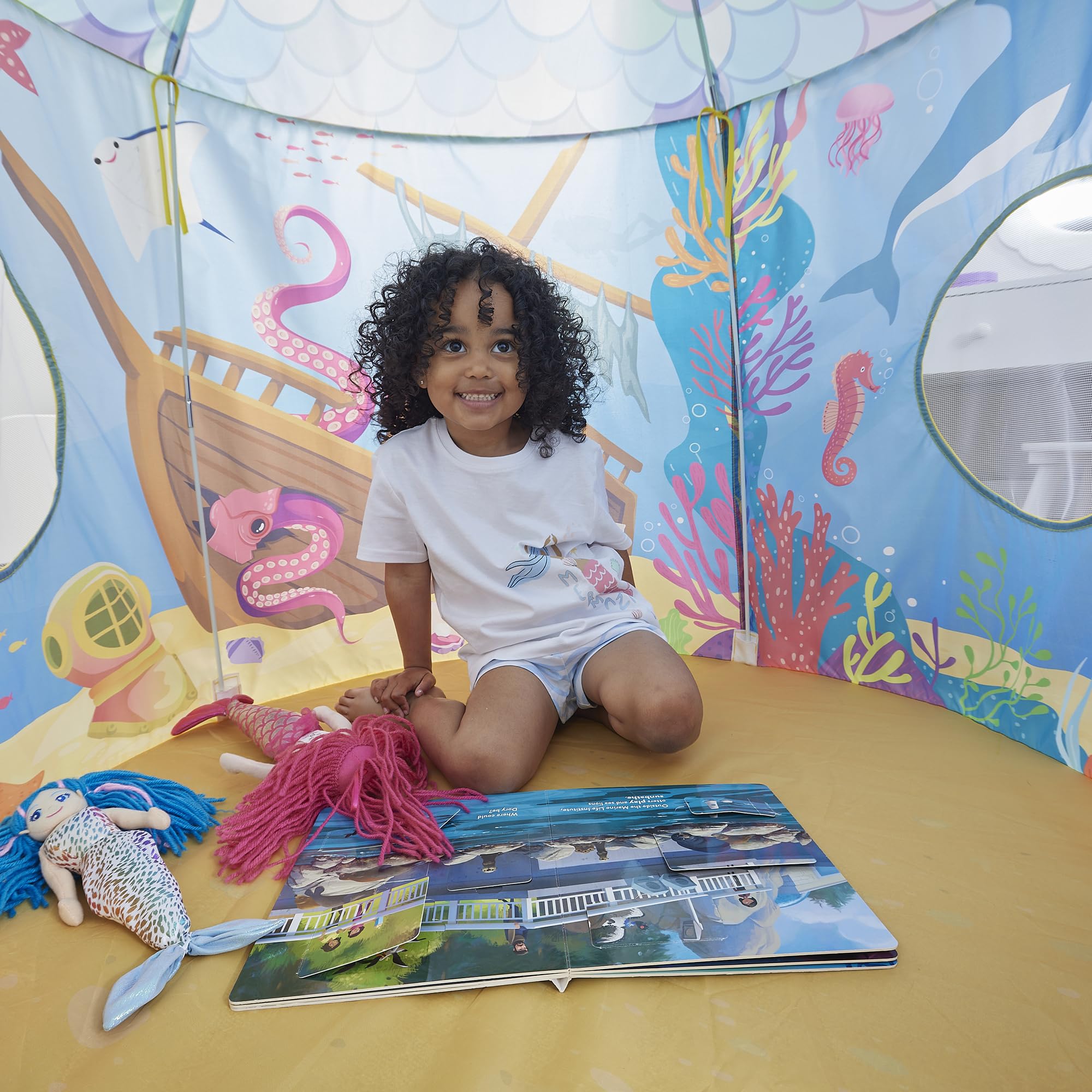 Liberty House Toys Mermaid Play Tent, Pink, Dia100 x H135 cm, 100cm (L) x 100cm (W) x 135cm (H) - Image 2