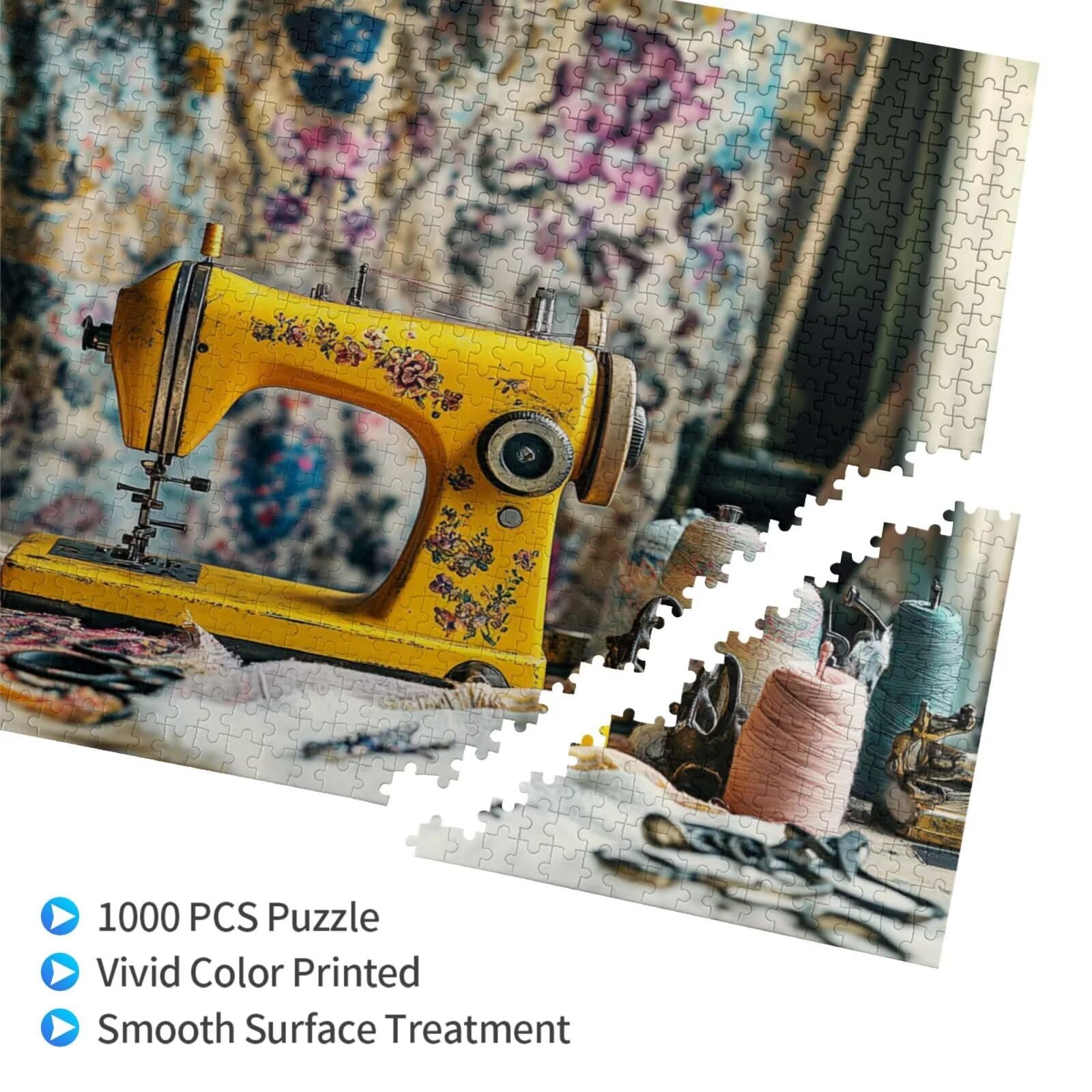 Puzzle retro, 6000 elementów, maszyna do szycia, puzzle dla dorosłych, z pudełkiem na prezent, duże drewniane puzzle dla dorosłych, gra zręcznościowa dla całej rodziny, prezenty dla kobiet, 105 x 180