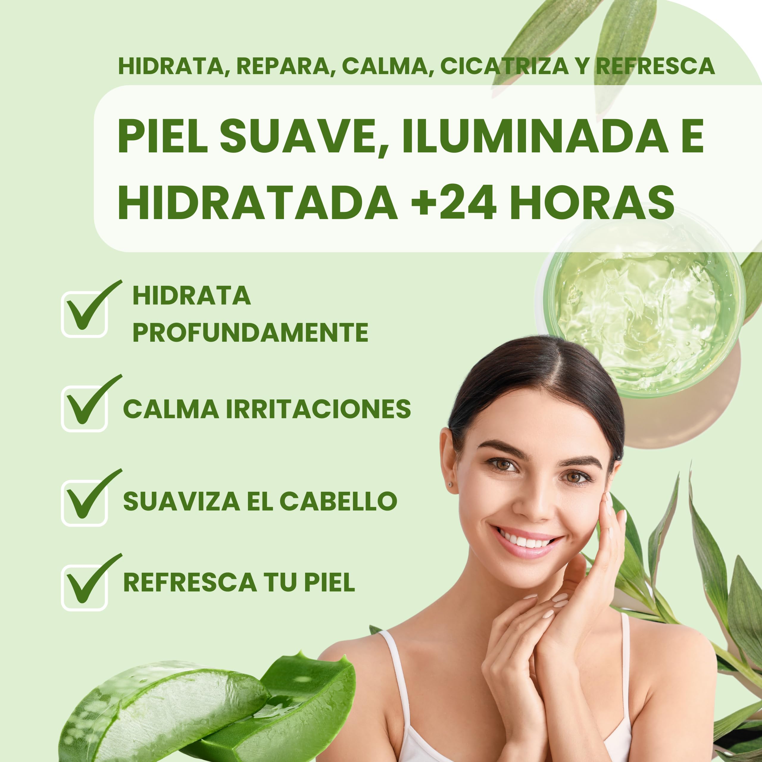 Gel Aloe Vera 100% Natural 1L – Puro, Orgánico, Hidratante y Calmante – Piel Hidratada e Iluminada | Natural y Versátil: AfterSun, Piel, Cabello, Post Depilación, After Shave (1 Litro)