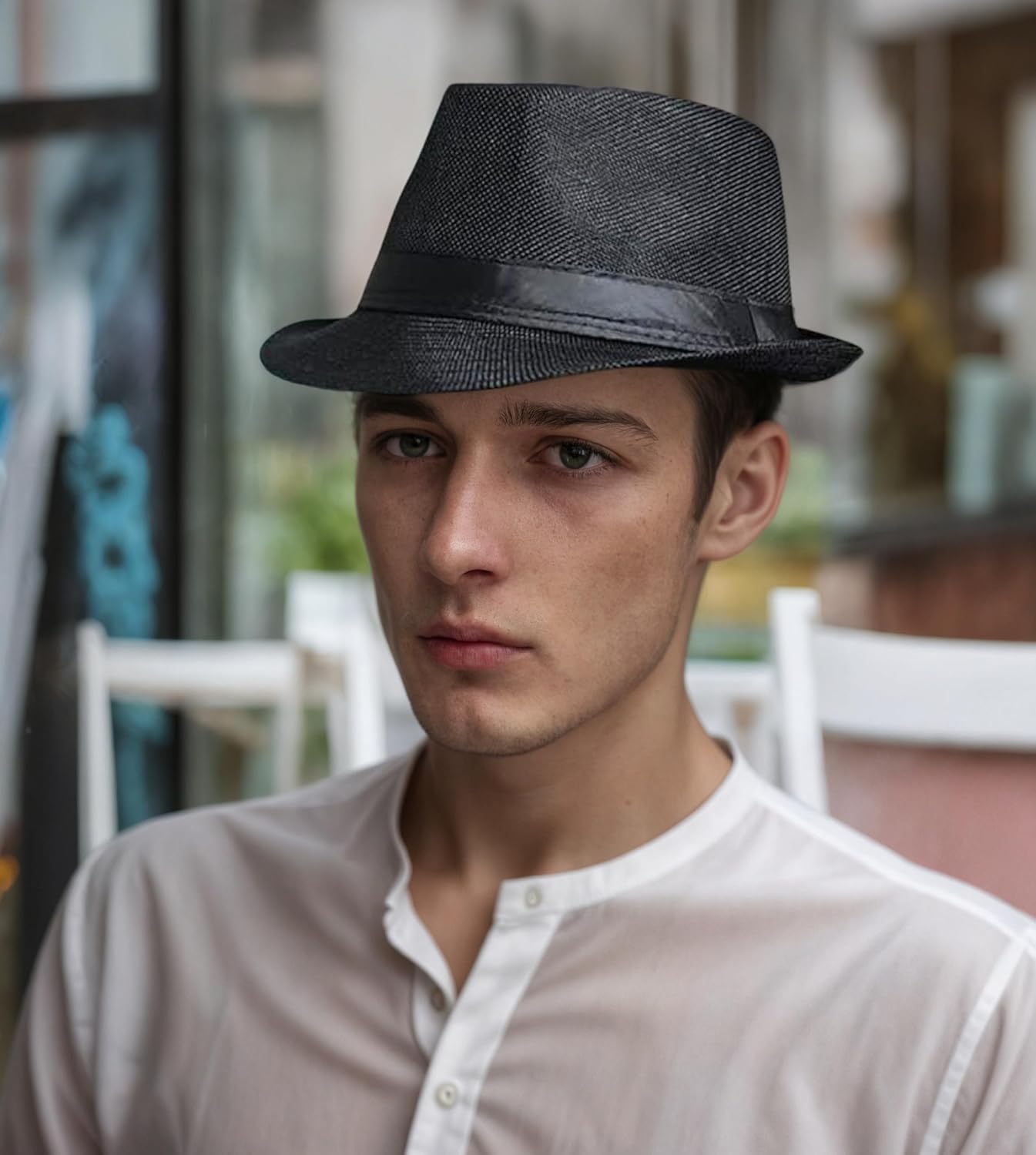 Giroir 2Pack Fedora Hats for Men Women Short Brim Unisex Short Brim Summer Beach Style 1920s Party Accessories - Image 3