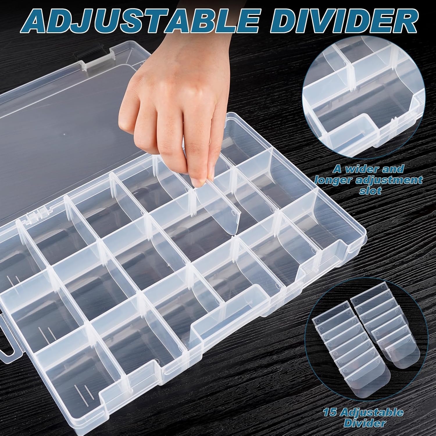 Hiakry Fishing Tackle Boxes,3600 Tackle Tray Clear Plastic Fishing Box with Removable Dividers Fishing Storage Organizer Boxes for Lures (4 Packs)
