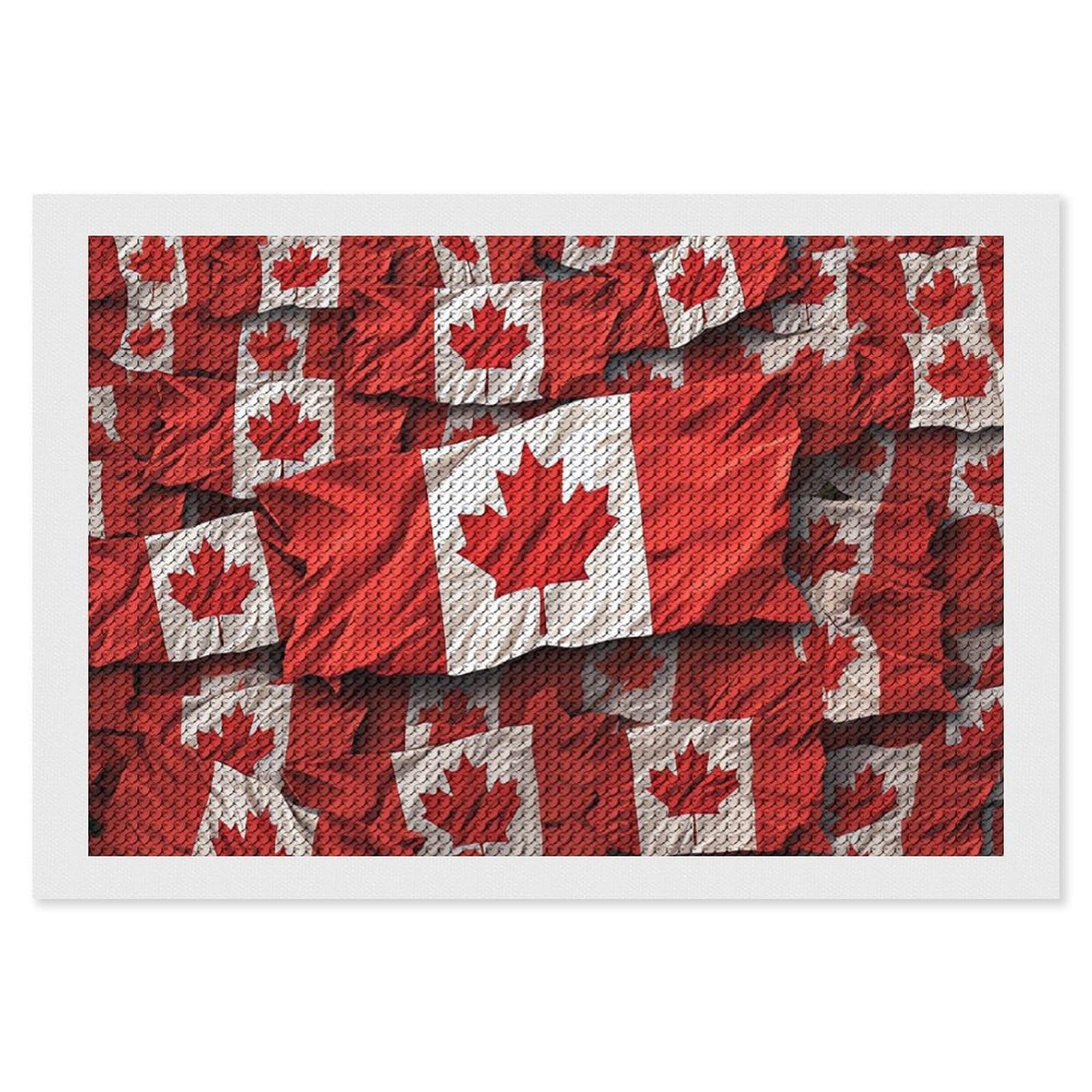Canadian Flag Diamond Art Kits for Adults, DIY 5D Diamonds Painting Kits for Beginner, Round Full Drill Diamond Dots Painting, 8"x12" Diamonds Pictures Gem Art and Crafts Wall Decor