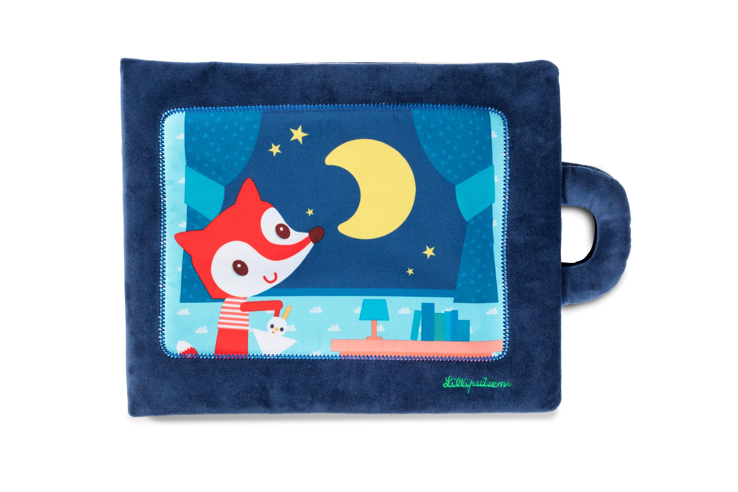 Lilliputiens - Libro de actividades en tela - Buenas noches Pequeña Zorra - Ritual de buenas noches interactivo para niños con accesorios - 28 x 22 cm - Desarrolla la motricidad - Desde 18 meses,​83271