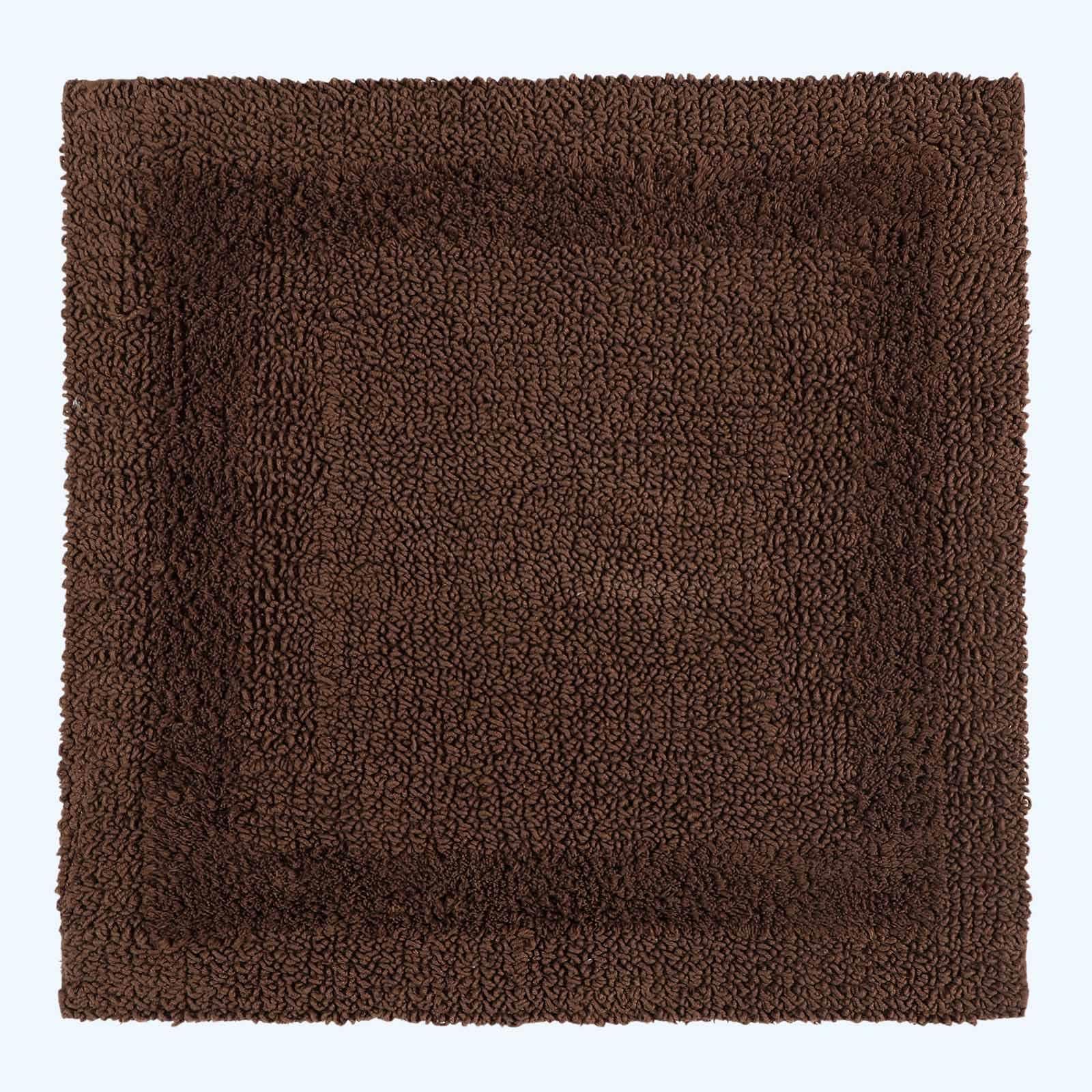 HOMESCAPES Small Bath Mat, Luxury 1600gsm Extra Soft 100% Cotton, Reversible Bathroom Mats Non-Slip, Washable, Super Absorbent, Quick-Dry Chocolate Brown Bathroom Rug 50x50 cm Square