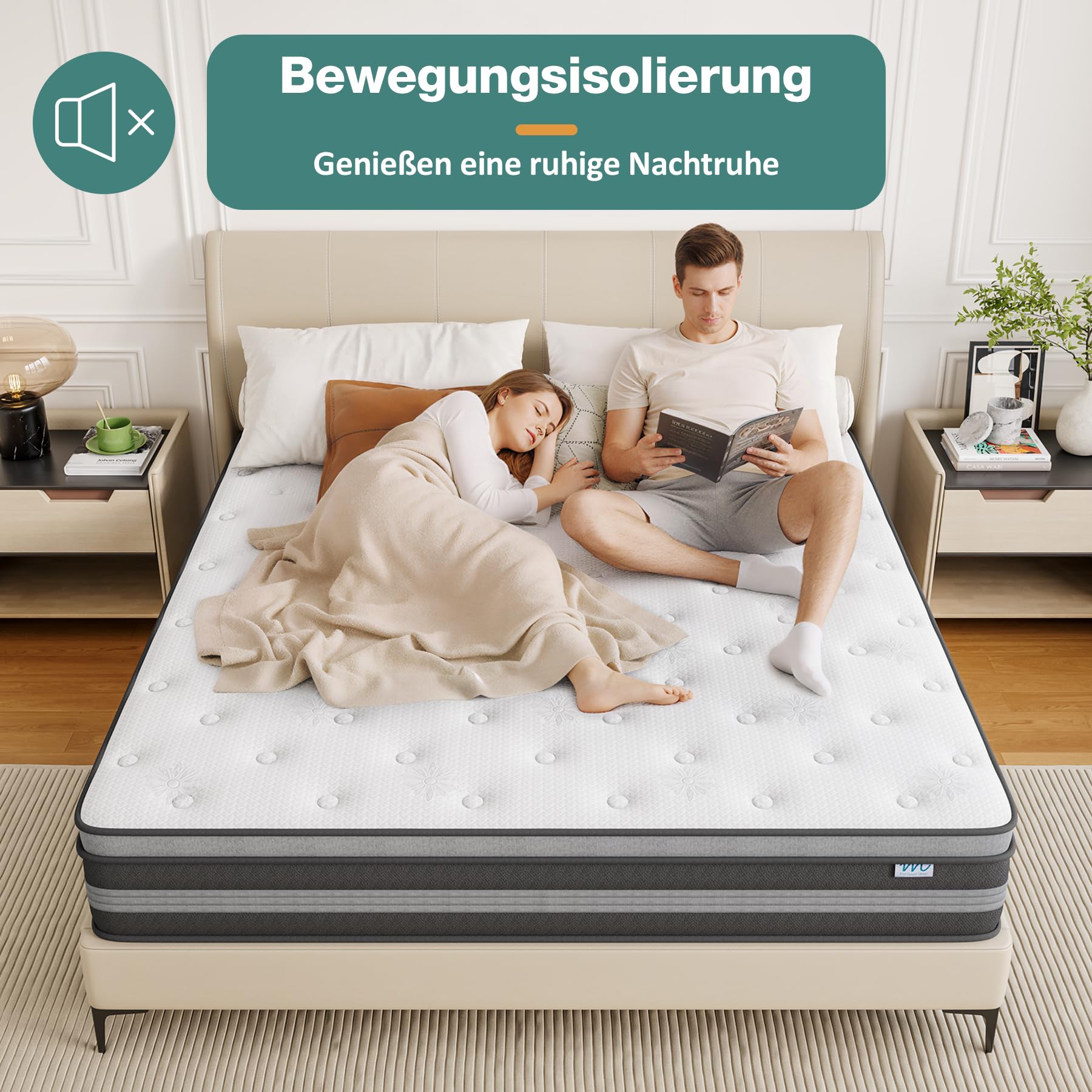 140x200 cm Matratze, 30cm höhe, H3 Taschenfederkernmatratze, Gel Memory Foam Hybrid, Taschenfederkern, Atmungsaktiv, Mittelfest, Druckentlastung, Federkernmatratzen Öko-Tex Zertifiziert
