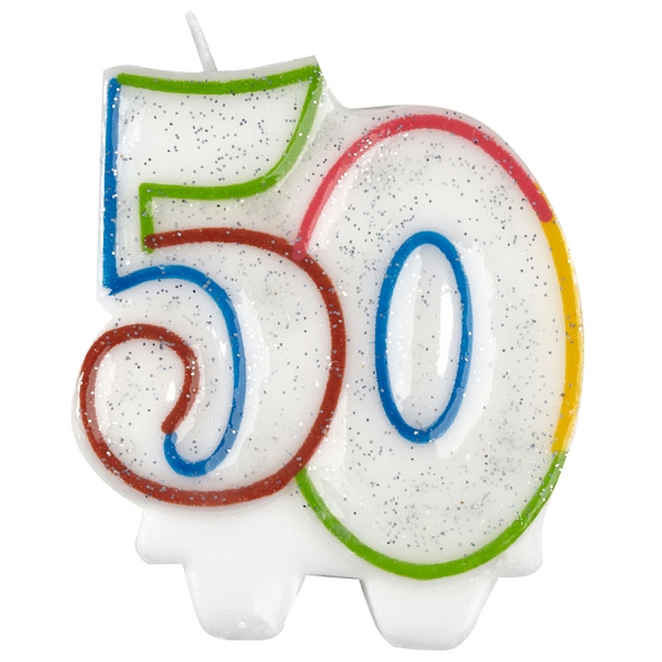 Amscan White/Glitter 9900812 Candle Num. 50 Milestone