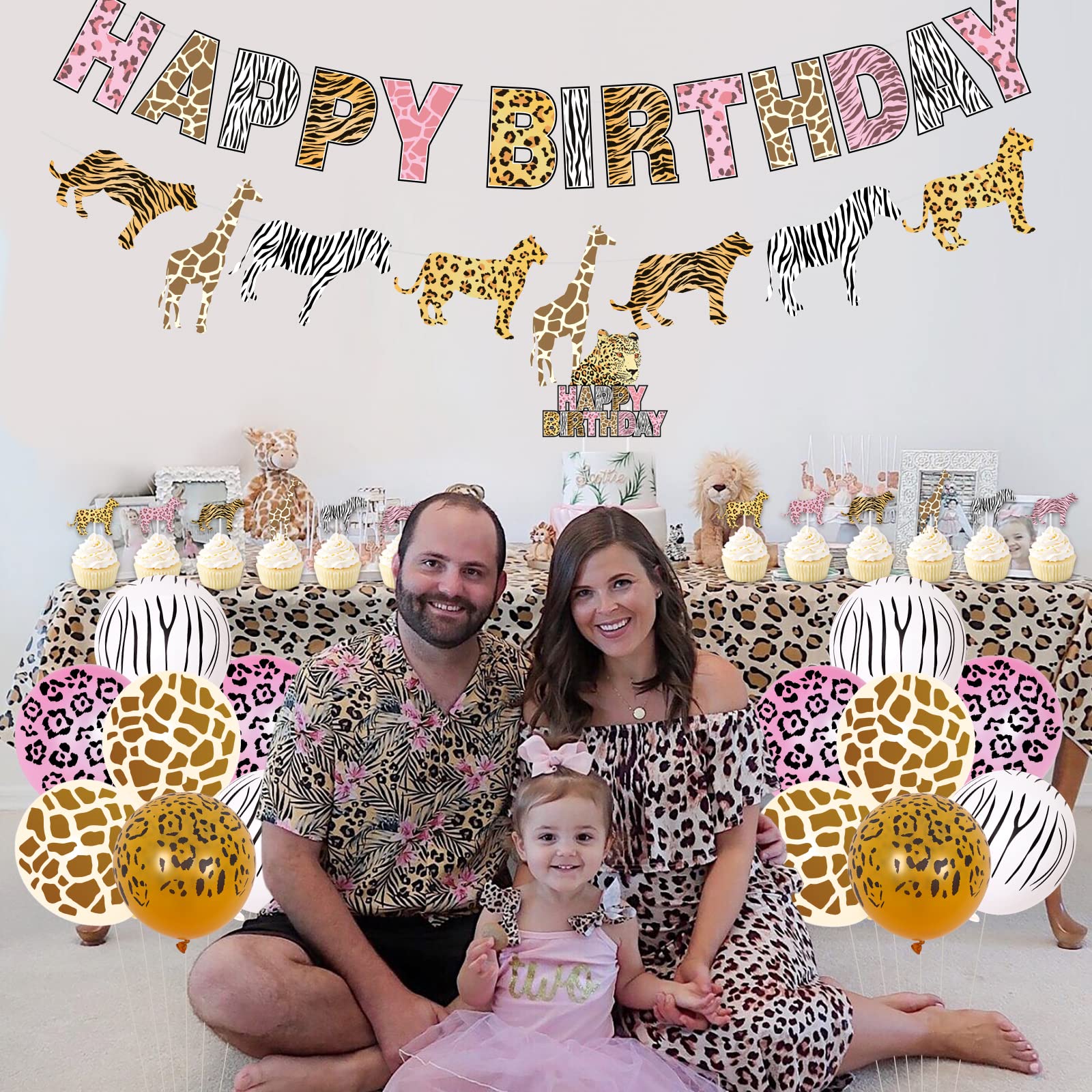 Amazon.com: Funmemoir Pink Cheetah Birthday Decorations for Girl