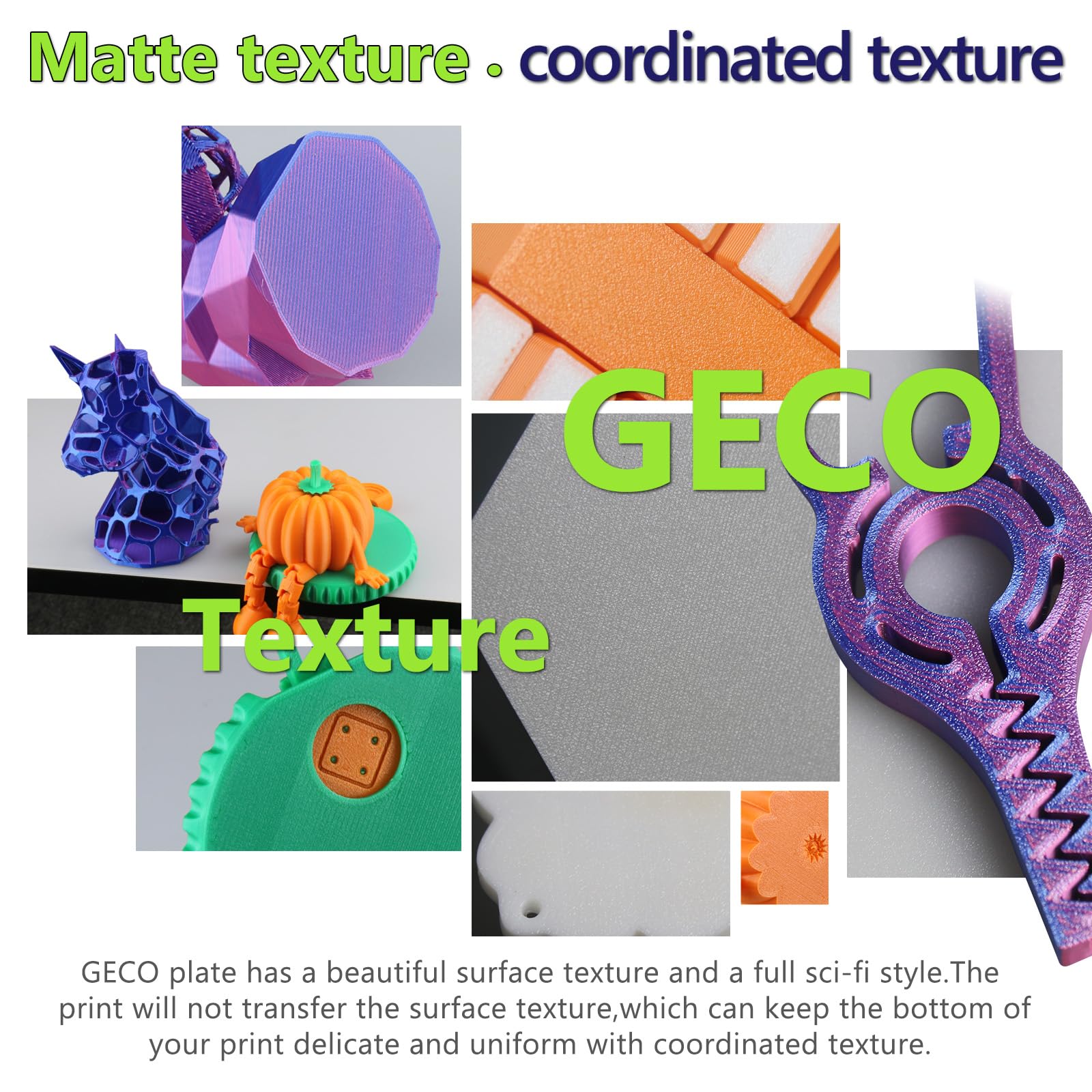 2025 Upgraded supertack build plate GECO Plate PLA Plate (No Heating) Compatible with Bambu-Lab P1P/P1S/P2S/X2D/X1C/X1E/A1 3D Printer 257X257mm Magnetic Spring Steel 0℃ Printing Hot Bed
