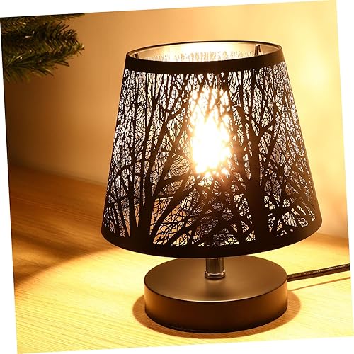 Miniatura 6 de Uonlytech Pantalla de lámpara de sombra de árbol, hierro E27 pequeña lámpara de mesa Hueca hacia fuera pantalla de metal lámpara de estilo moderno