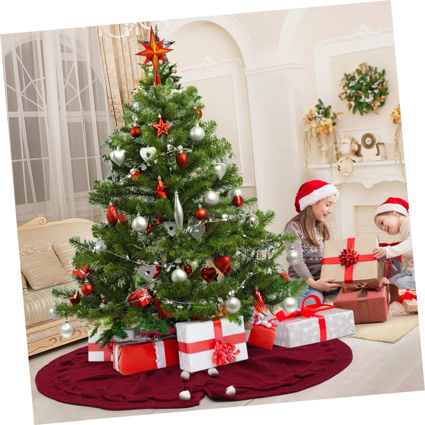 Gonna Albero di Natale in Non Grembiule Decorativo per Copertura Base Albero per Casa Negozi e Hotel Aggiunge Atmosfera Festiva e Copre Imprevisti