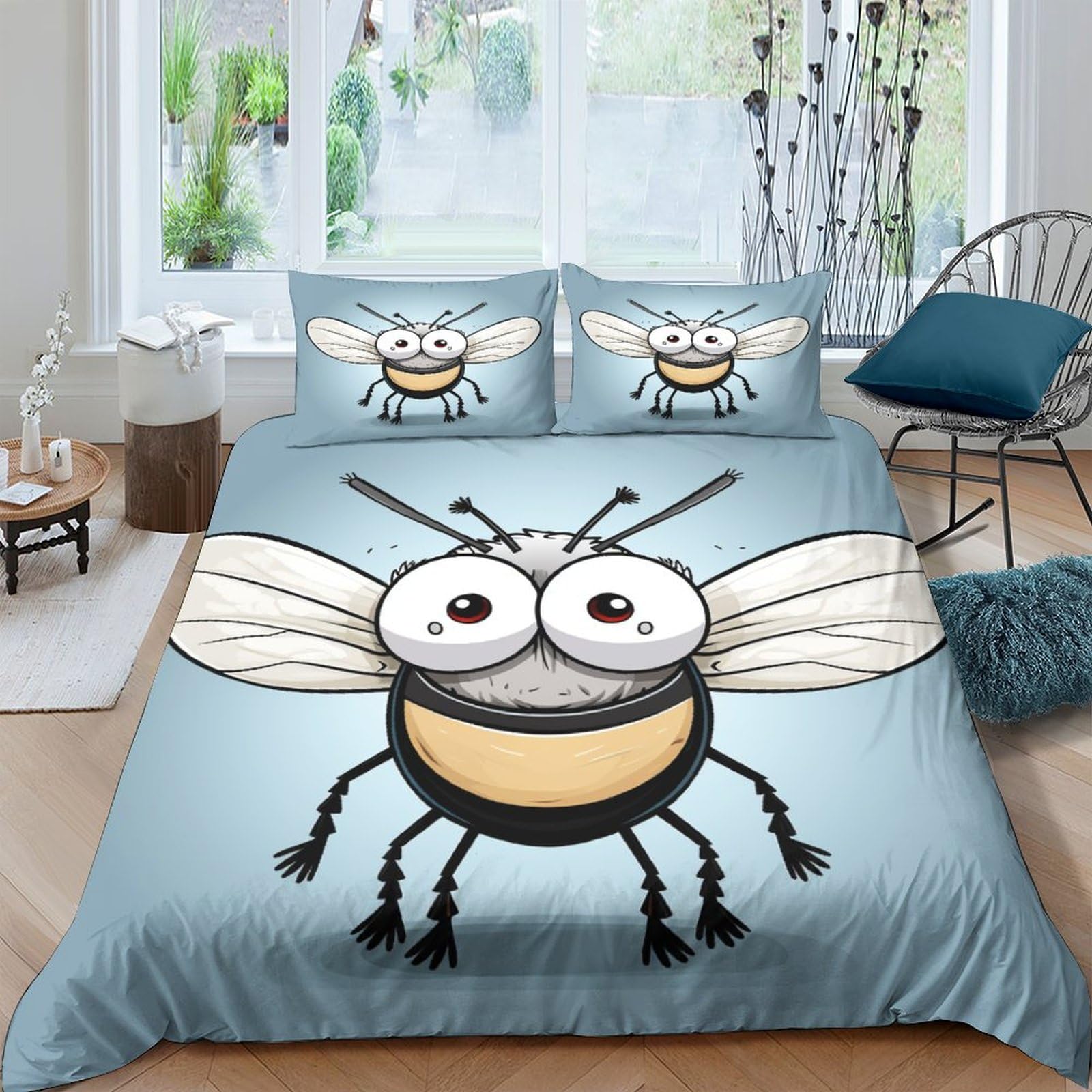 Linge de lit double motif guêpes pour une chambre moderne et confortable