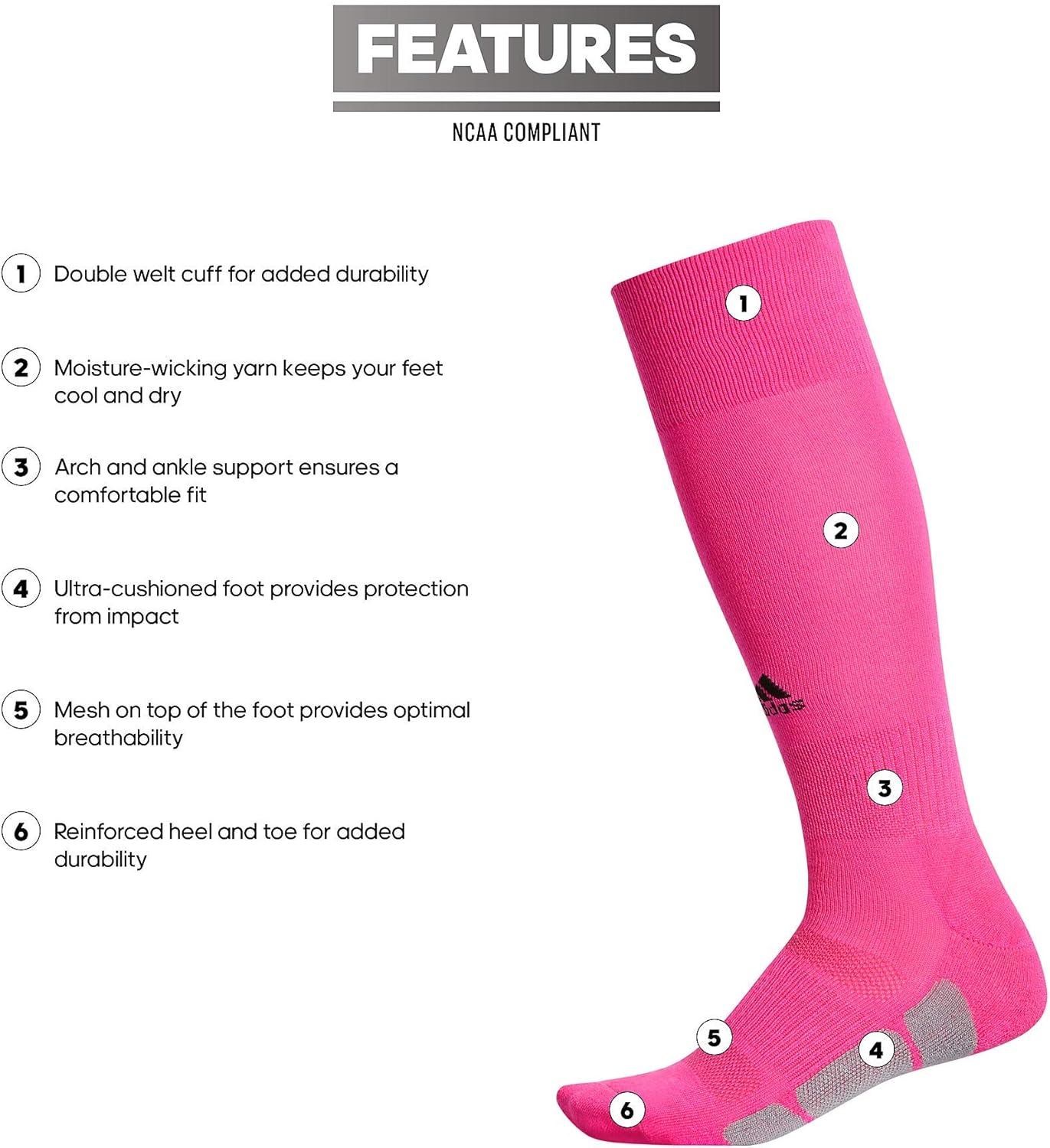 adidas Unisex Utility All Sport Compression Socks, Sports Socks for Men, Women, Youth Boys and Girls, NCAA Compliant, 1-Pack