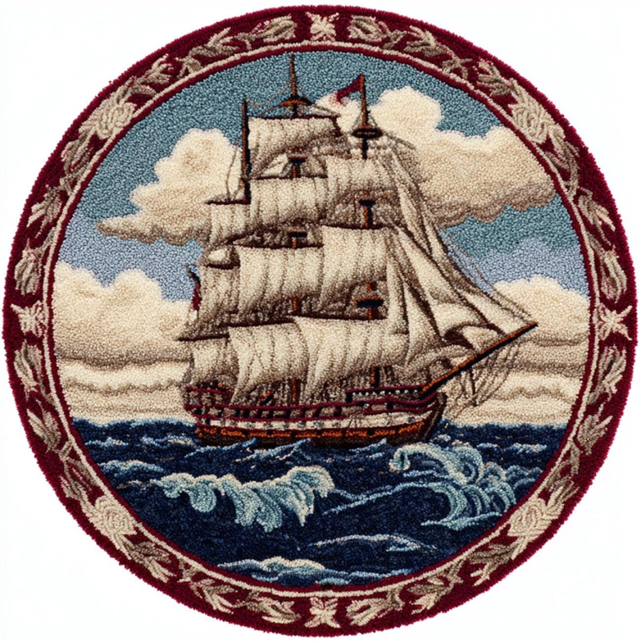 Kitquiver Tapestry Kits for Adults sea Sailing Boat 80x80cm