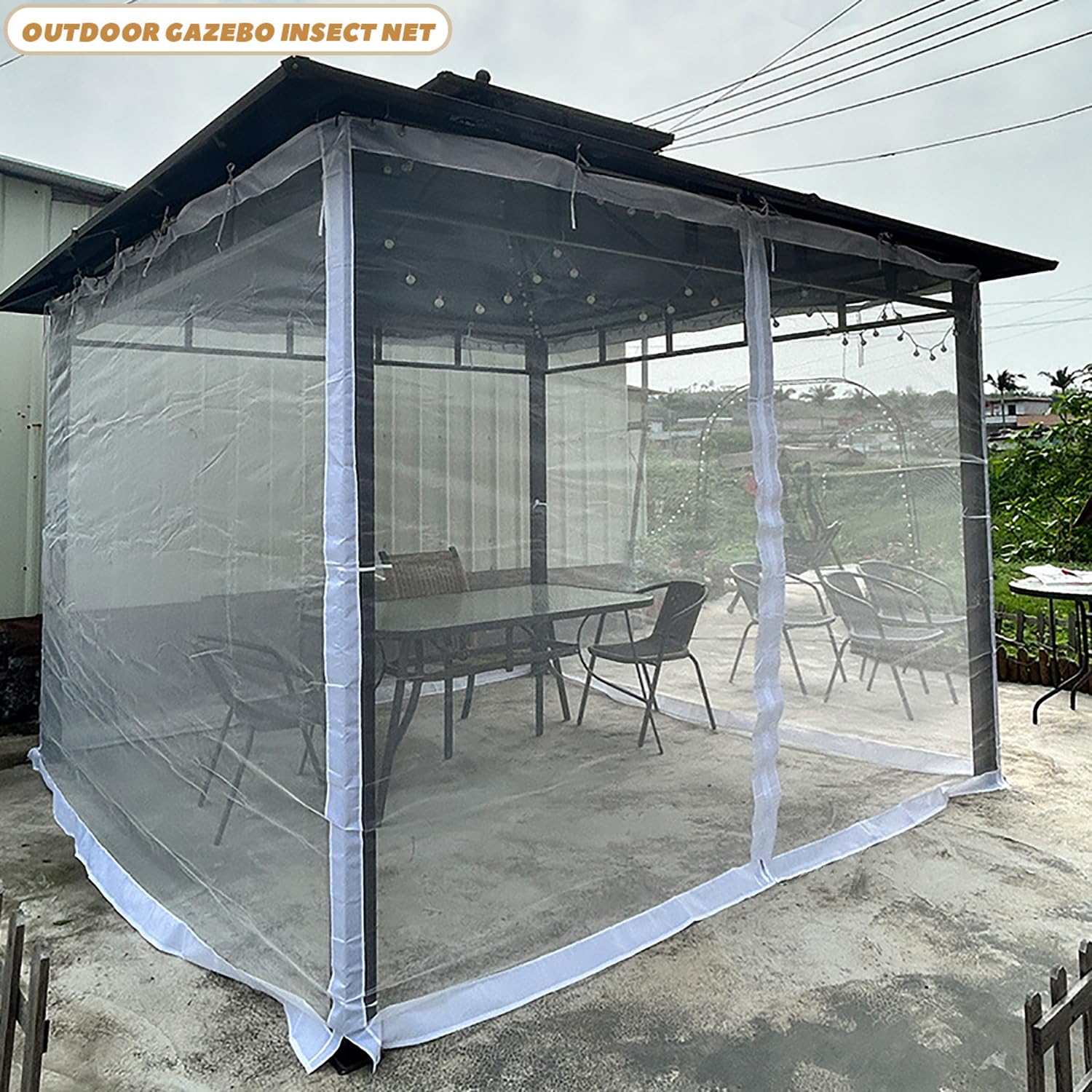 Moustiquaire de Remplacement pour Gazebo,3 x 3m