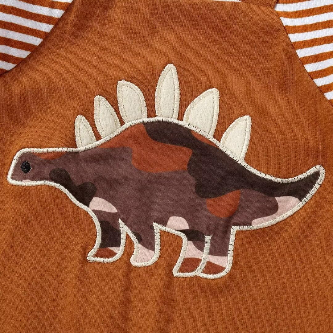 Baby Boy Clothes Fall Winter Outfits Infant Boys Long Sleeve Stripe Button Collared Romper Cartoon Clothing Set - Image 6