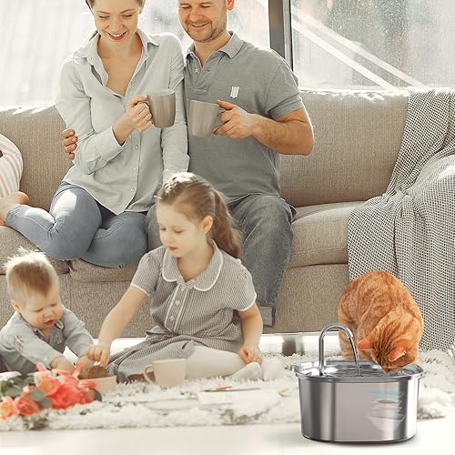 Miniatura 6 de PEKTACO Filtros de fuente de agua para gatos, esponjas de repuesto y prefiltro para fuente automática de mascotas de 3.2L108 onzas, dispensador de