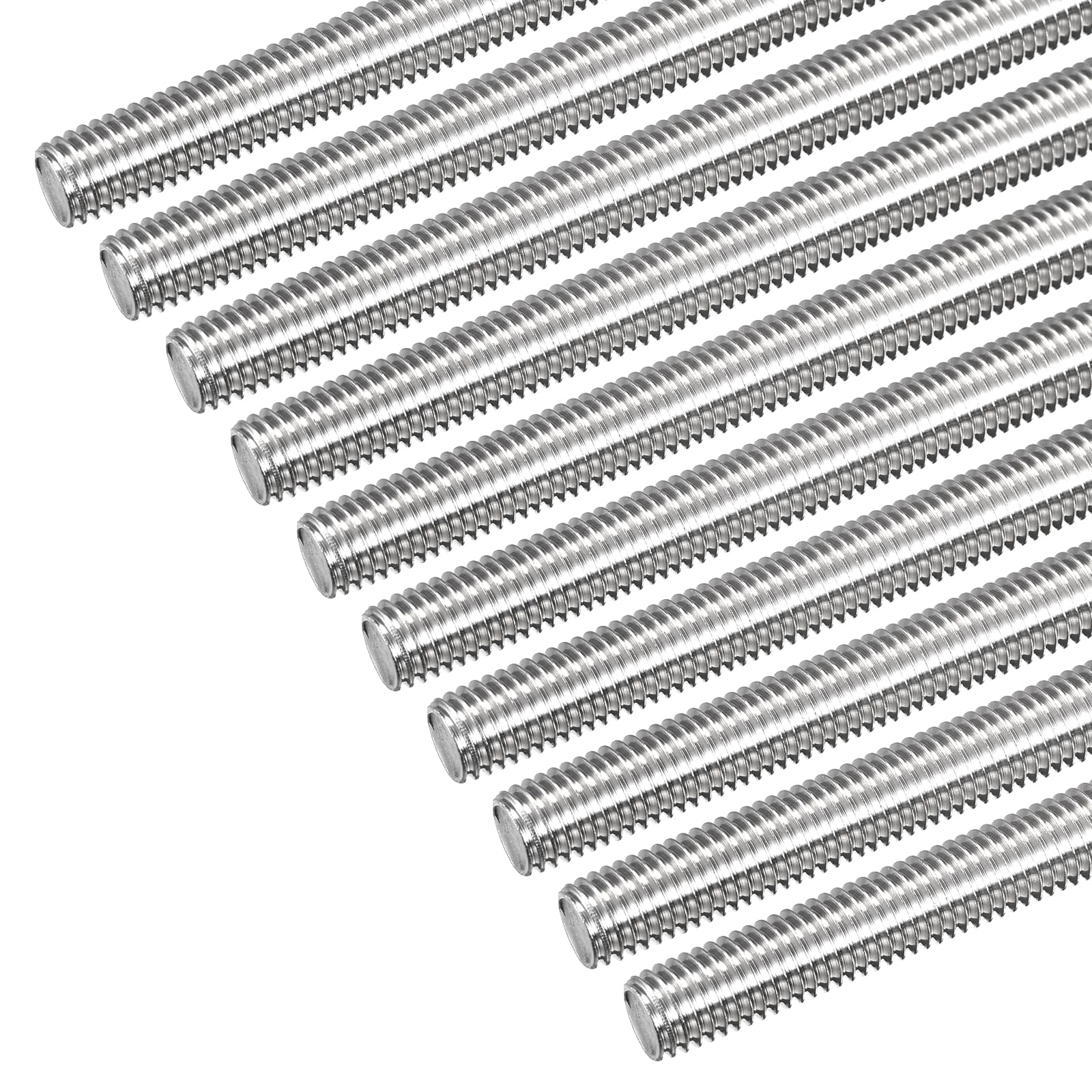 QUARKZMAN Varilla Roscada Completa M10 x 200mm Paso de Rosca 1.5mm Acero Inoxidable 304 Varillas Roscadas a La Derecha Barra de Pernos Paquete de 10