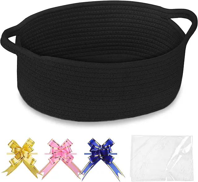 Black Woven Storage Basket with Gift Bags & Ribbons, 30.5x20x13cm