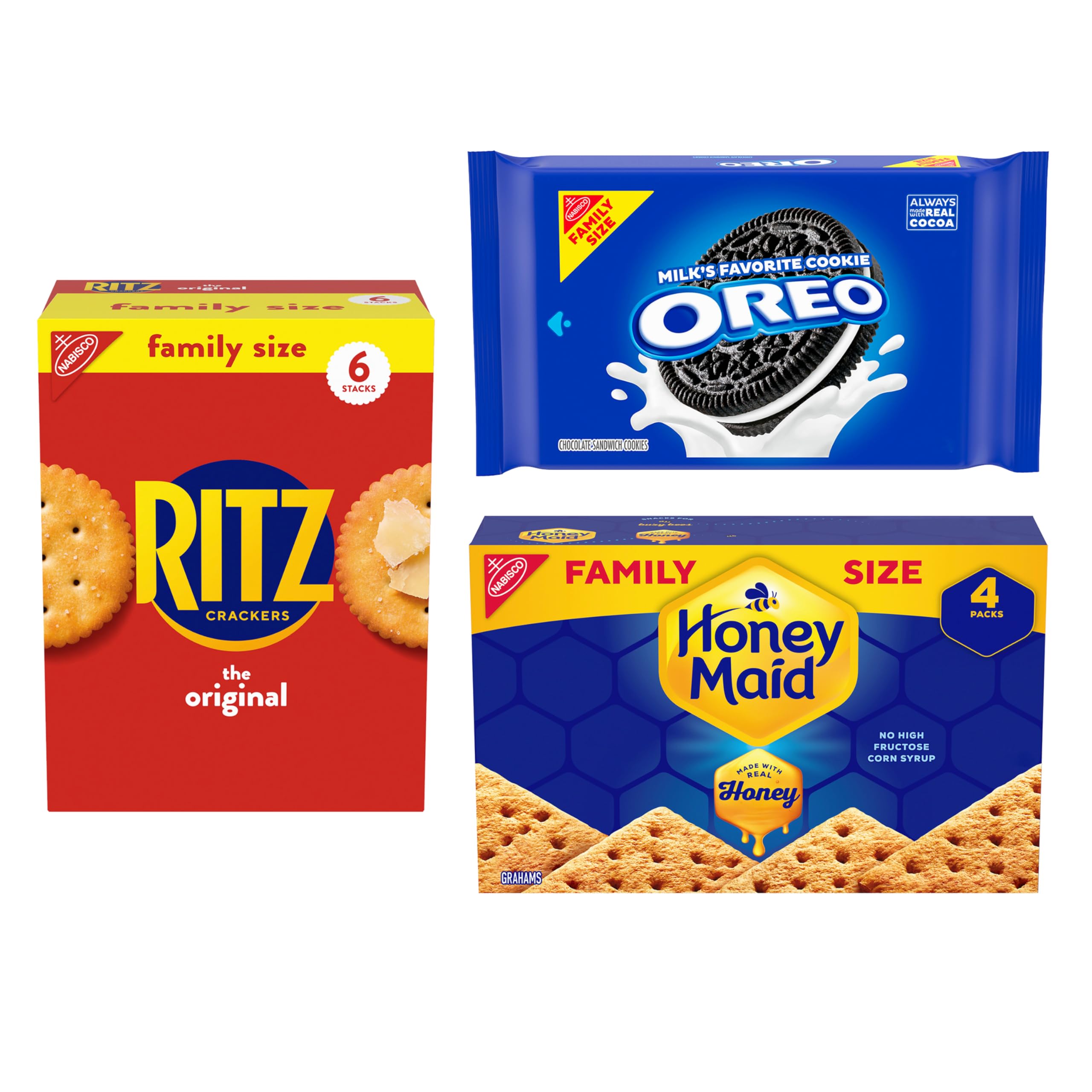Cookies, RITZ Crackers, Honey Maid Graham Crackers Variety Pack, Family Size, 3 Packs