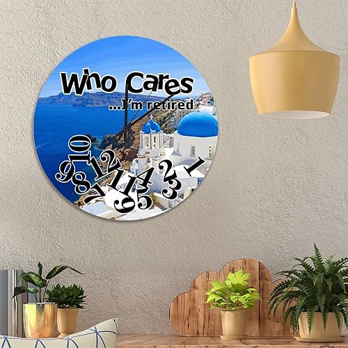 Miniatura 9 de Reloj de regalo de recuerdo de playa para pared, divertido regalo para reloj de jubilación, reloj de playa Who Cares I'm Retired para pared,