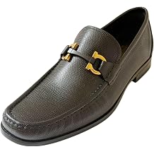 Ferragamo Grandioso2 Gancini Bit Pebble Black Leather Men's Loafers