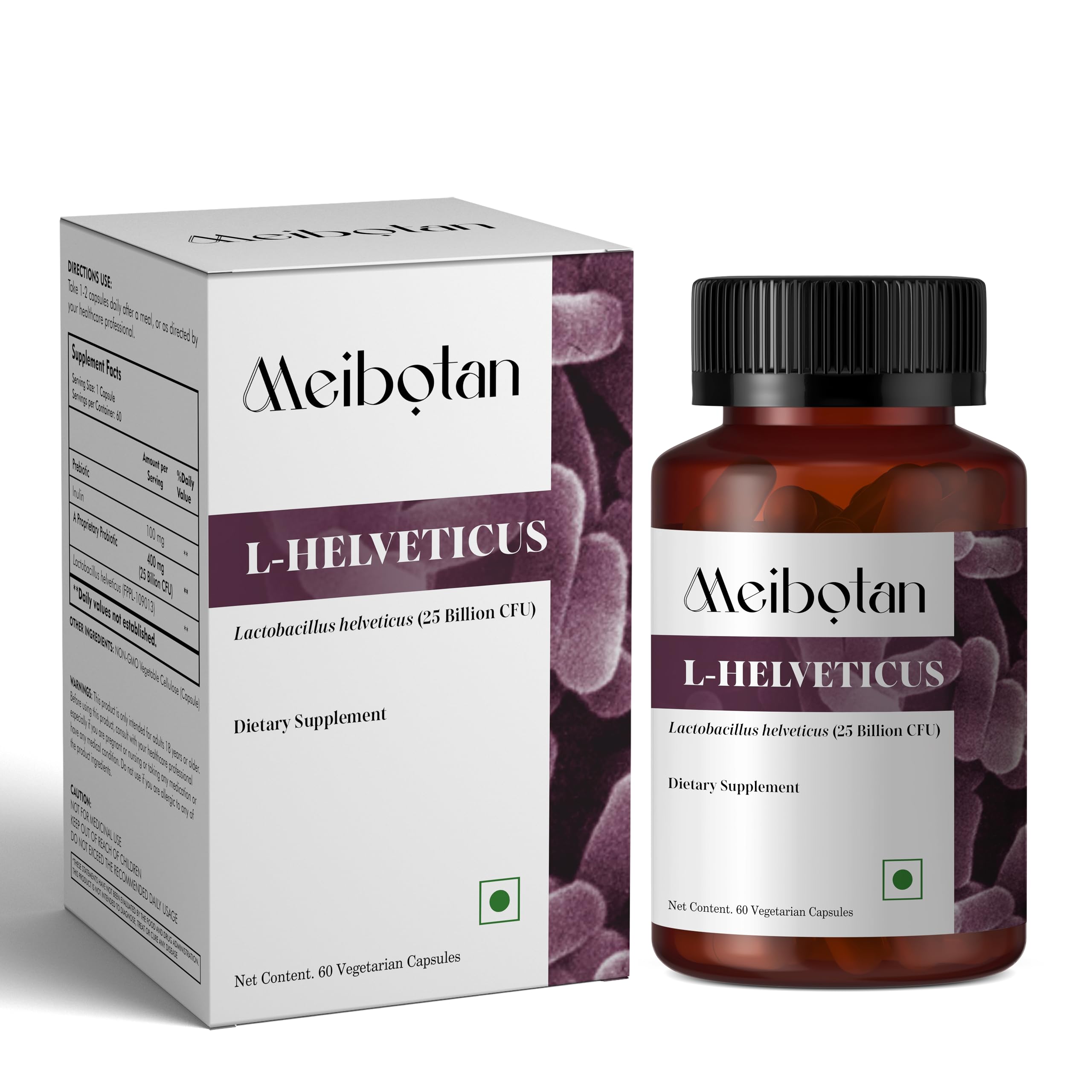 Meibotan Lactobacillus helveticus 25 Billion Support Digestion & Gut Health | For Both Men & Women- 60 Veg Capsules-image-23