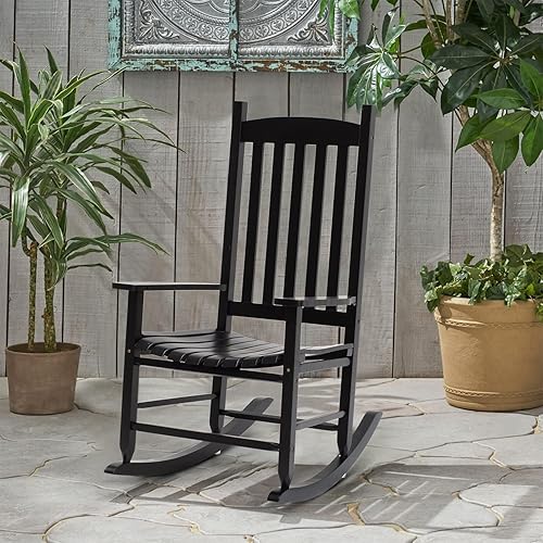 Miniatura 9 de YIQIEDEY Mecedora para patio al aire libre, mecedora de porche con respaldo alto y pasamanos, cómoda y duradera, soporta peso de 243 libras, silla