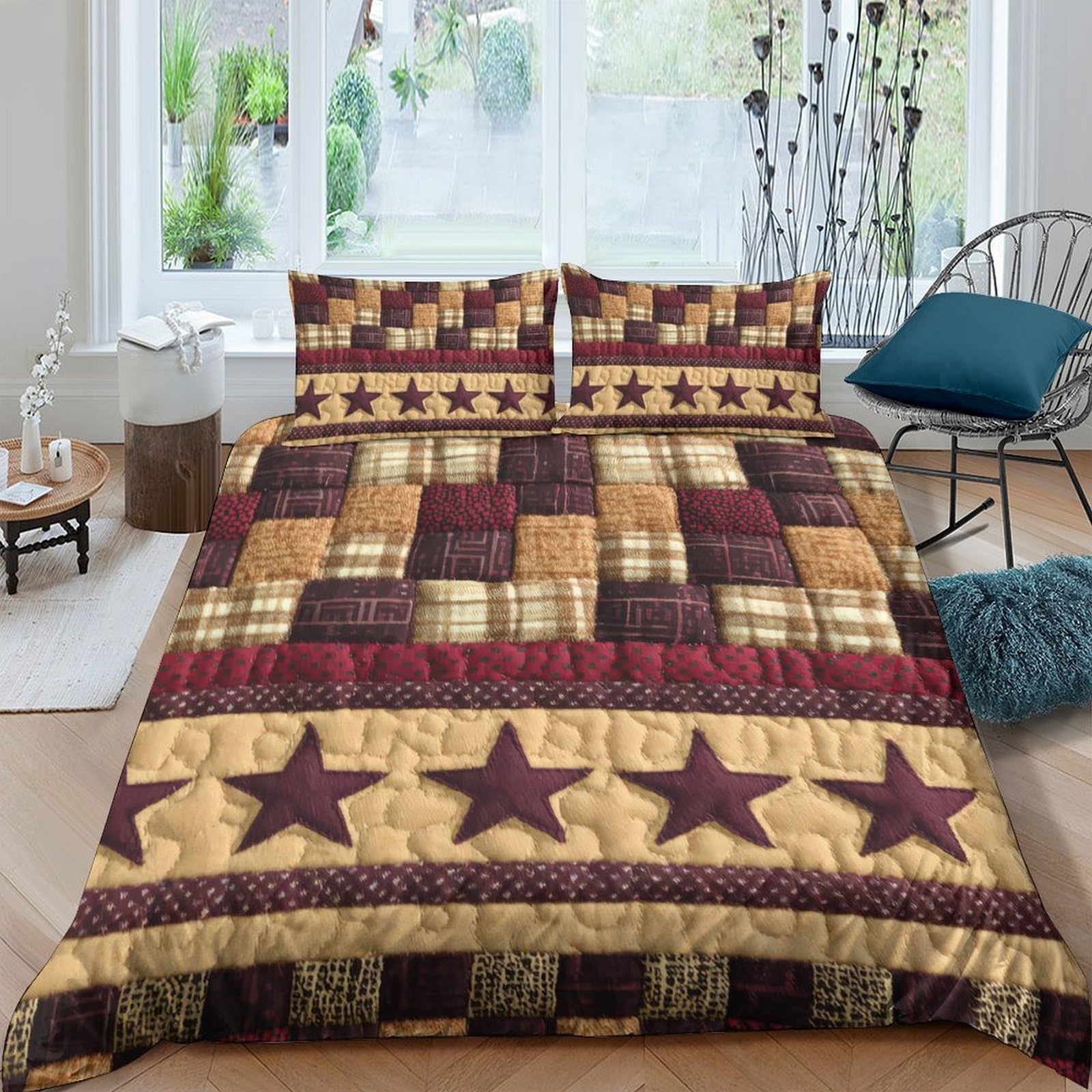 Ctjqhvkz Style-9 3D Printed Patchwork Star Fitted Sheet Microfiber Soft Breathable Plaid Bed Cover For Bedroom Dorm Mattress Protection Decor Single（135X200cm）