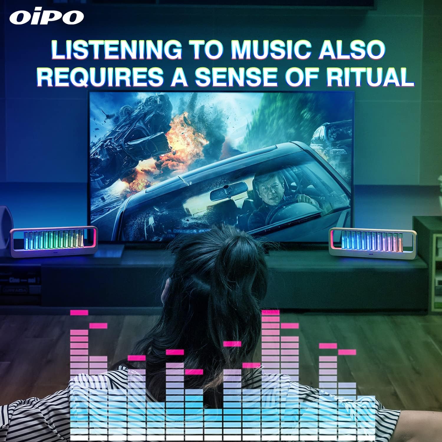 Luce LED con spettro audio, sincronizzazione con musica per immagini dinamiche, lampada ambientale per studio e decorazione della stanza dei giochi