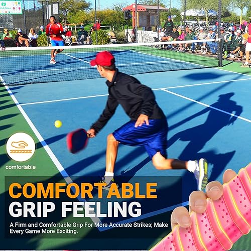 Miniatura 4 de Paquete de 2 cintas de agarre de paleta de pickleball con cresta elevada, envoltura de repuesto para absorción de sudor y antideslizante, accesorios