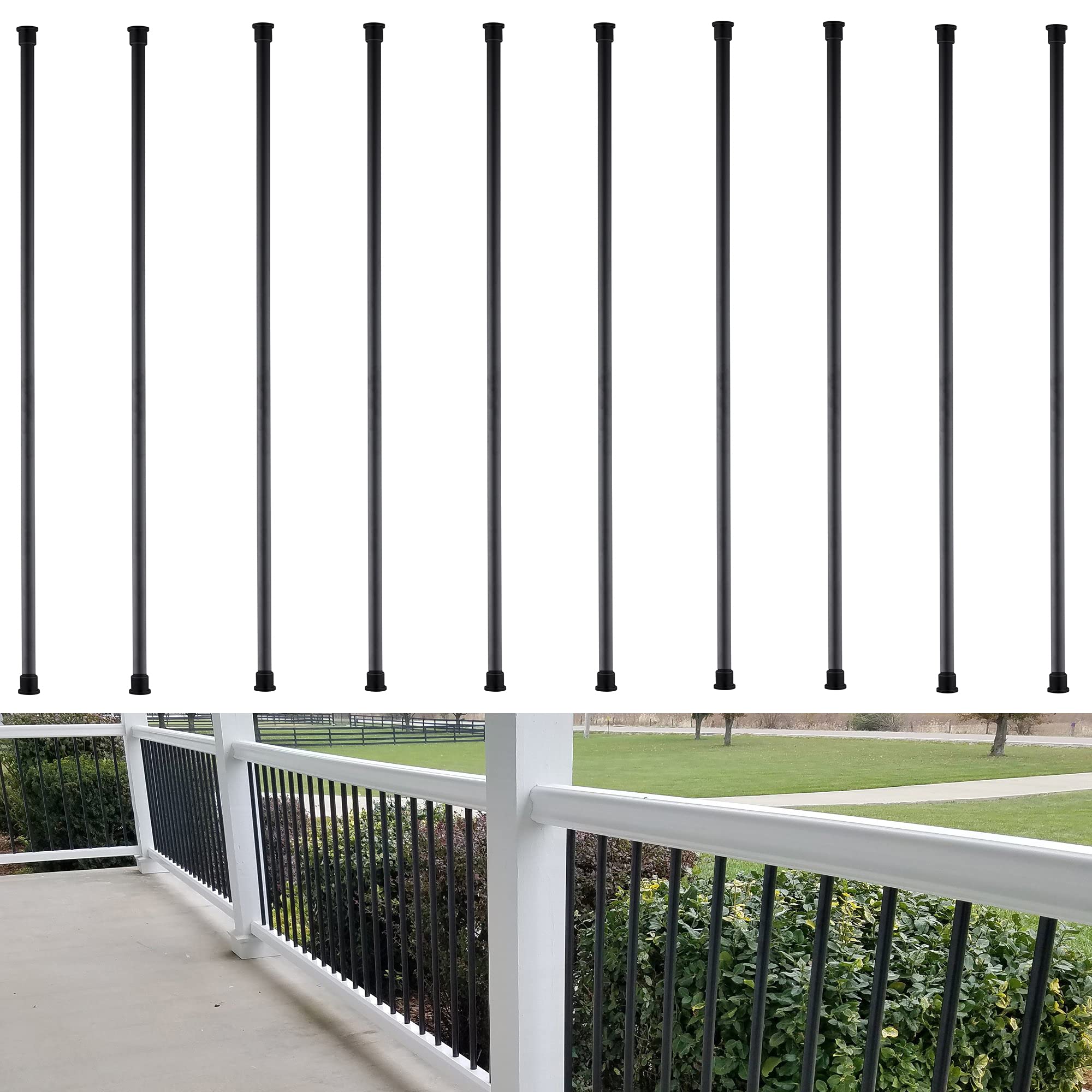 Buy Senmit Iron Round Deck Balusters, Metal Deck Spindles, 50 Pack 26