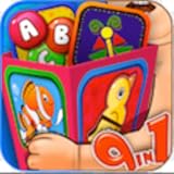 Teaches alphabets, words, numbers, counting.