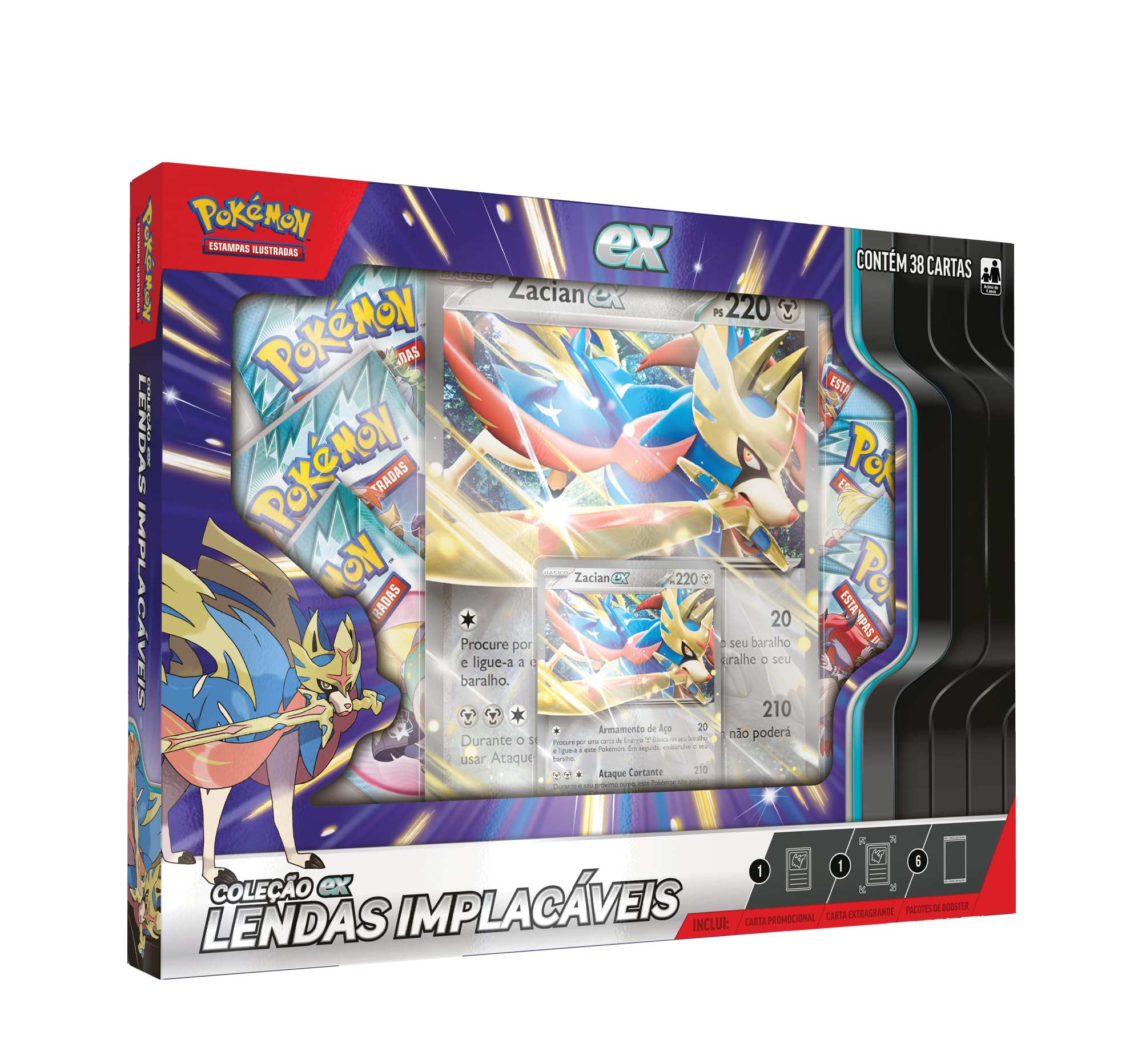 Pokémon TCG, Box Lendas Implacáveis Zacian, 37 Cartas : Amazon.com