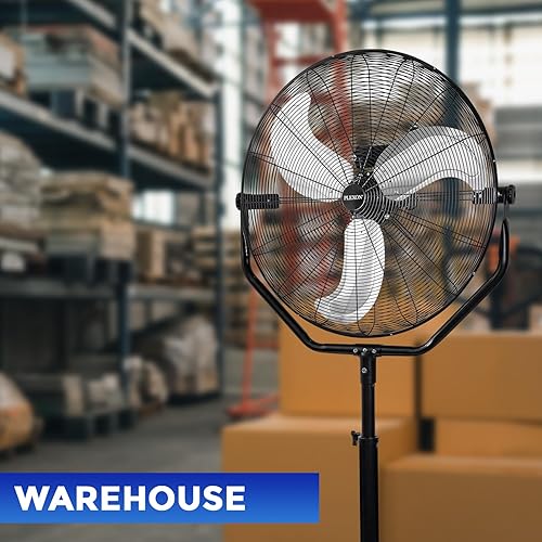 Miniatura 8 de Plexon Ventilador de pedesal de alta velocidad de 30 pulgadas, ventilador de pie industrial resistente, metal comercial para exteriores, para